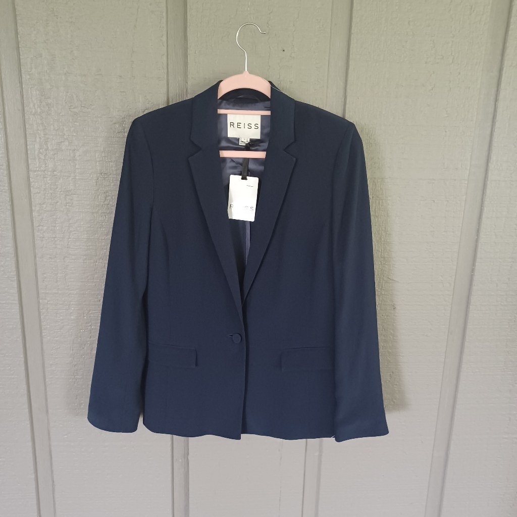 Reiss Rever Jacket Blazer Size S Quiet Luxury Women Single Button In Midnight